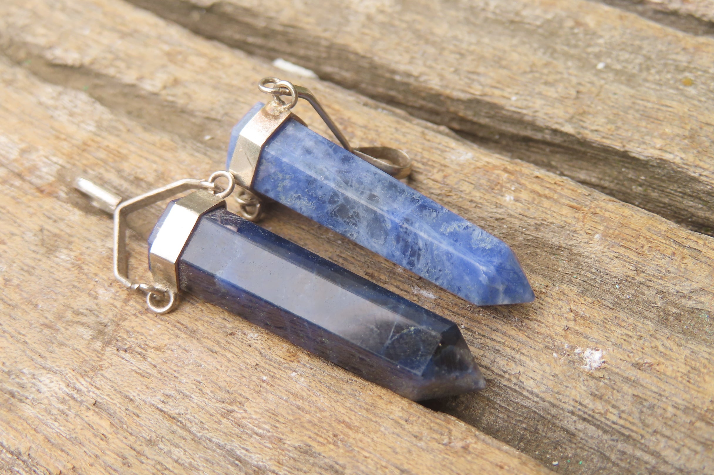 Polished Sodalite Crystal Point set in Sterling Silver Pendant - sold per item - From Namibia - Toprock Gemstones and Minerals 