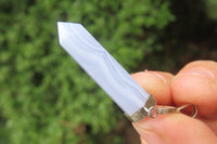 Polished Blue Lace Agate Crystal Point set in Sterling Silver Pendant - sold per item - From Namibia - Toprock Gemstones and Minerals 