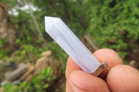 Polished Blue Lace Agate Crystal Point set in Sterling Silver Pendant - sold per item - From Namibia - Toprock Gemstones and Minerals 