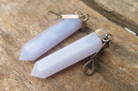 Polished Blue Lace Agate Crystal Point set in Sterling Silver Pendant - sold per item - From Namibia - Toprock Gemstones and Minerals 