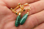 Polished Pair of Malachite Drop Clip On Earrings - Sold Per Pair - From Congo - Toprock Gemstones and Minerals 