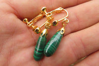 Polished Pair of Malachite Drop Clip On Earrings - Sold Per Pair - From Congo - Toprock Gemstones and Minerals 