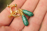 Polished Pair of Malachite Drop Clip On Earrings - Sold Per Pair - From Congo - Toprock Gemstones and Minerals 