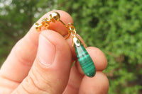 Polished Pair of Malachite Drop Clip On Earrings - Sold Per Pair - From Congo - Toprock Gemstones and Minerals 