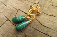 Polished Pair of Malachite Drop Clip On Earrings - Sold Per Pair - From Congo - Toprock Gemstones and Minerals 