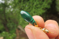 Polished Pair of Malachite Tear Drop Stud Earrings - Sold Per Pair - From Congo - Toprock Gemstones and Minerals 