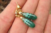Polished Pair of Malachite Tear Drop Stud Earrings - Sold Per Pair - From Congo - Toprock Gemstones and Minerals 