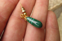 Polished Pair of Malachite Tear Drop Stud Earrings - Sold Per Pair - From Congo - Toprock Gemstones and Minerals 