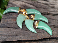 Polished Aventurine Lions Claw Pendant with Gold Cap & Bail - Sold Per Item - From Zimbabwe - Toprock Gemstones and Minerals 
