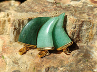 Polished Aventurine Lions Claw Pendant with Gold Cap & Bail - Sold Per Item - From Zimbabwe - Toprock Gemstones and Minerals 