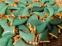 Polished Aventurine Lions Claw Pendant with Gold Cap & Bail - Sold Per Item - From Zimbabwe - Toprock Gemstones and Minerals 
