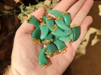 Polished Aventurine Lions Claw Pendant with Gold Cap & Bail - Sold Per Item - From Zimbabwe - Toprock Gemstones and Minerals 