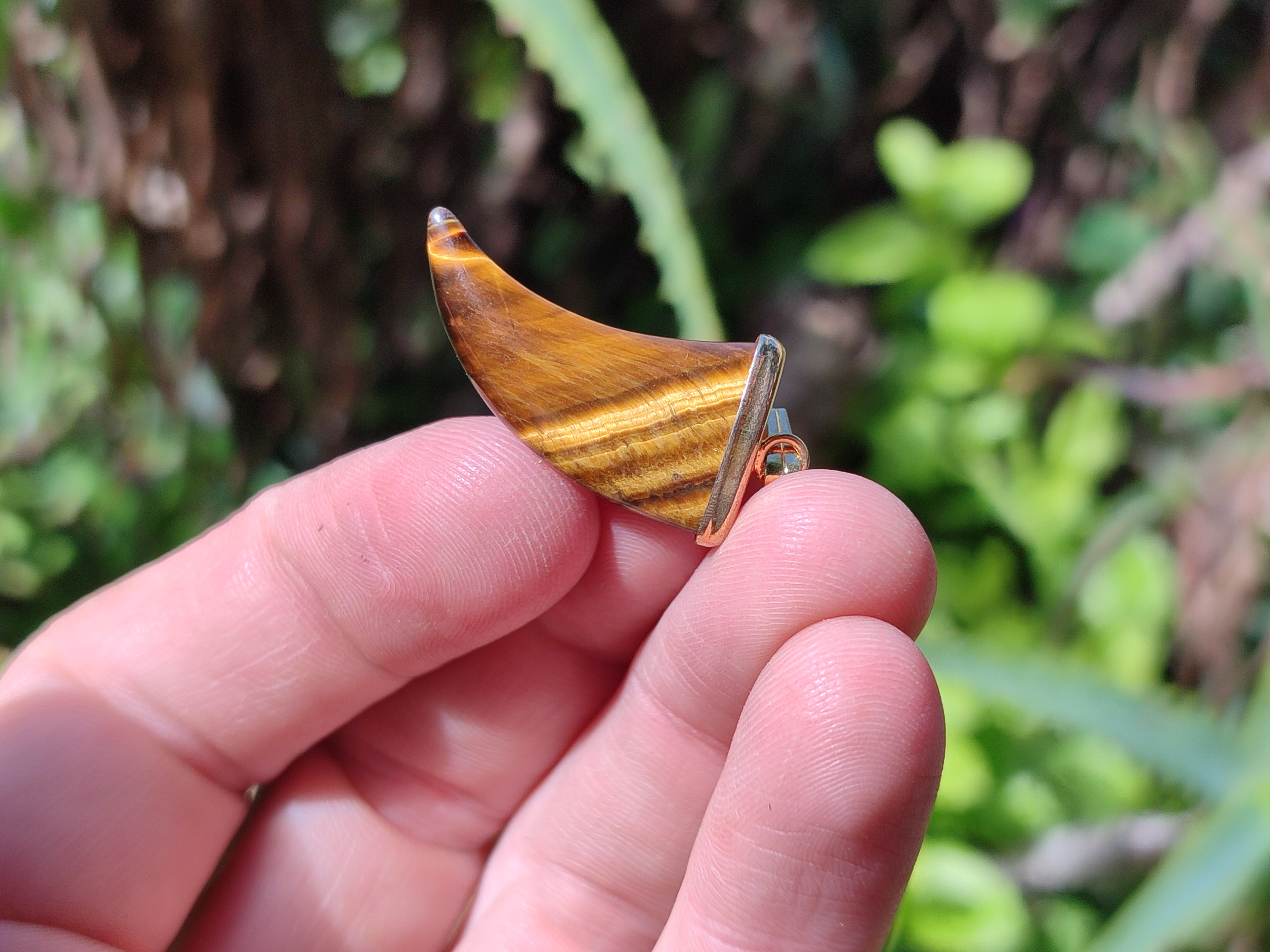 Polished Golden Tigers Eye Lions Claw Pendant with Gold Cap & Bail - Sold Per Item - From South Africa - Toprock Gemstones and Minerals 