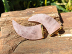 Polished Rose Quartz Lions Claw Pendant with Gold Cap & Bail - Sold Per Item - From Madagascar - Toprock Gemstones and Minerals 