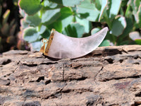 Polished Rose Quartz Lions Claw Pendant with Gold Cap & Bail - Sold Per Item - From Madagascar - Toprock Gemstones and Minerals 