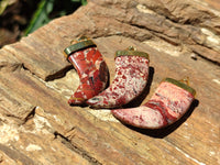 Polished Large Brecciated Red Jasper Lions Claw Pendant with Gold Cap & Bail - Sold Per Item - From South Africa - Toprock Gemstones and Minerals 