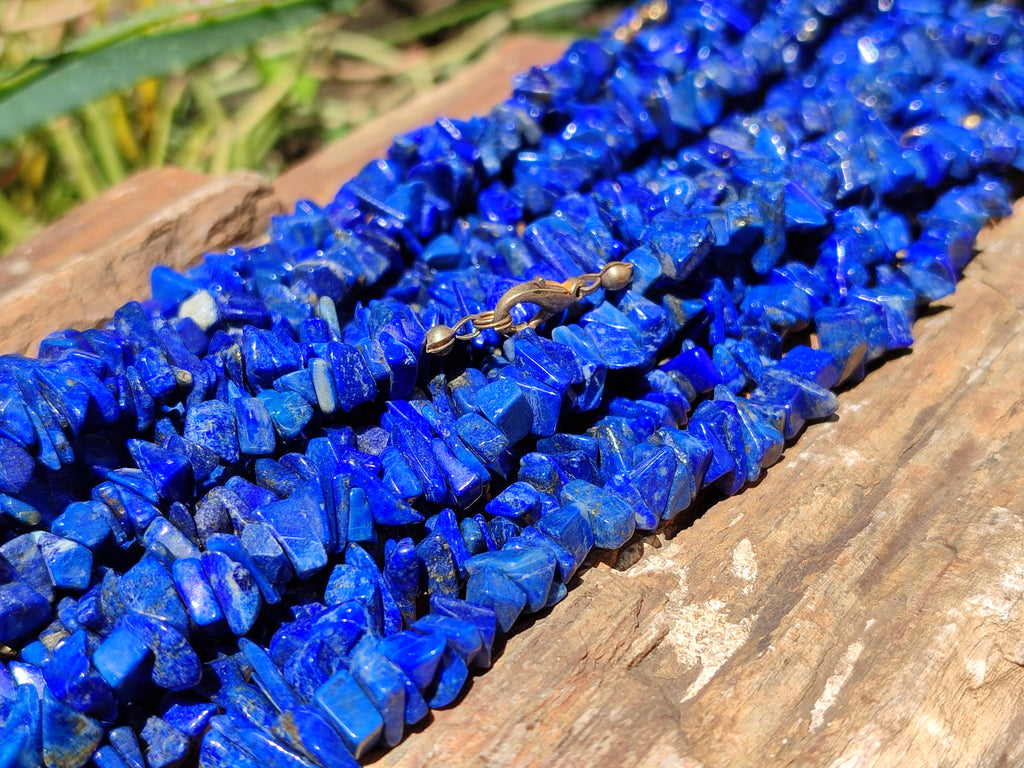 Polished Lapis Lazuli Beaded Tumble Chip Necklace - Sold Per Item - From Afghanistan - Toprock Gemstones and Minerals 