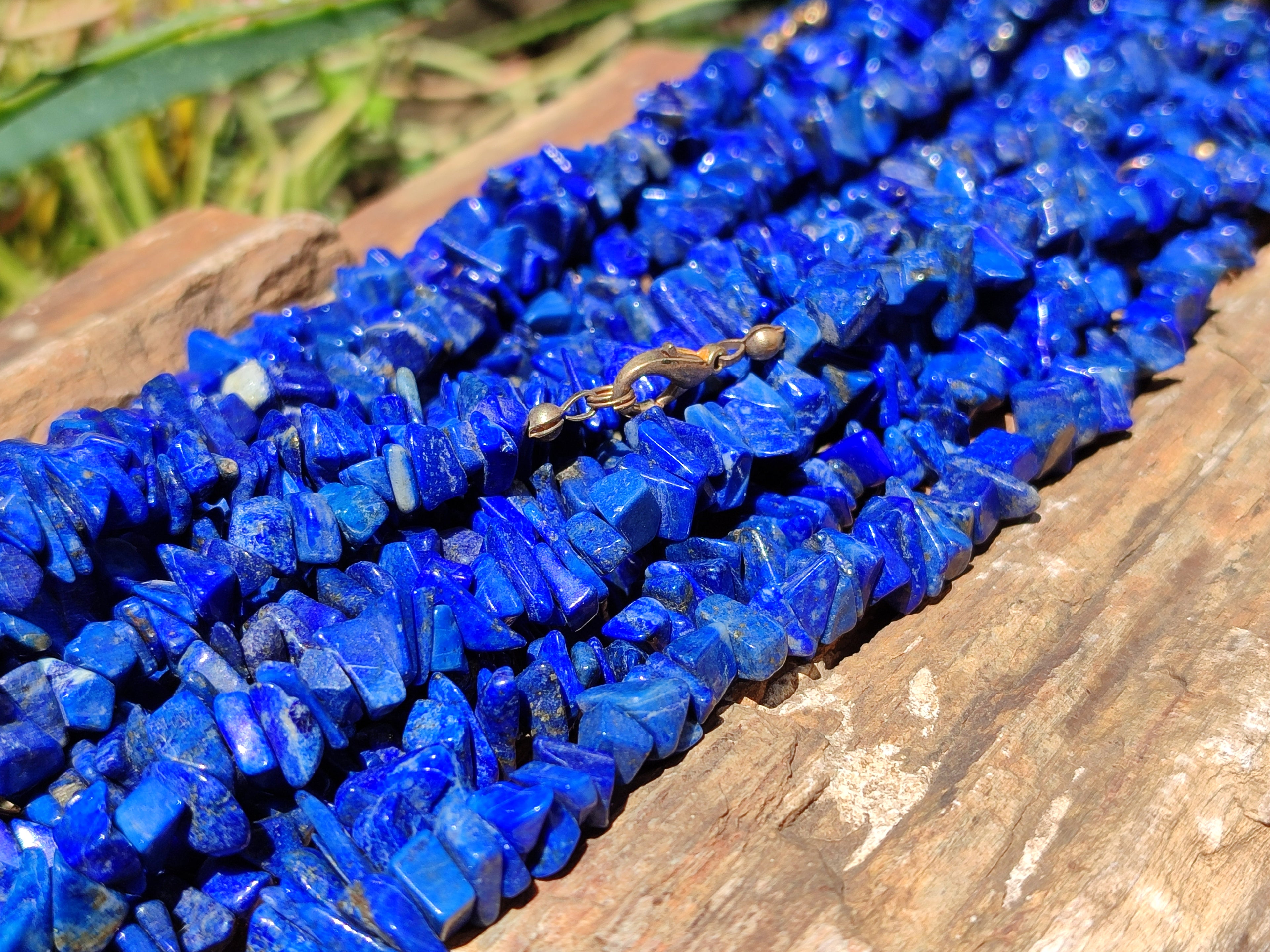 Polished Lapis Lazuli Beaded Tumble Chip Necklace - Sold Per Item - From Afghanistan - Toprock Gemstones and Minerals 