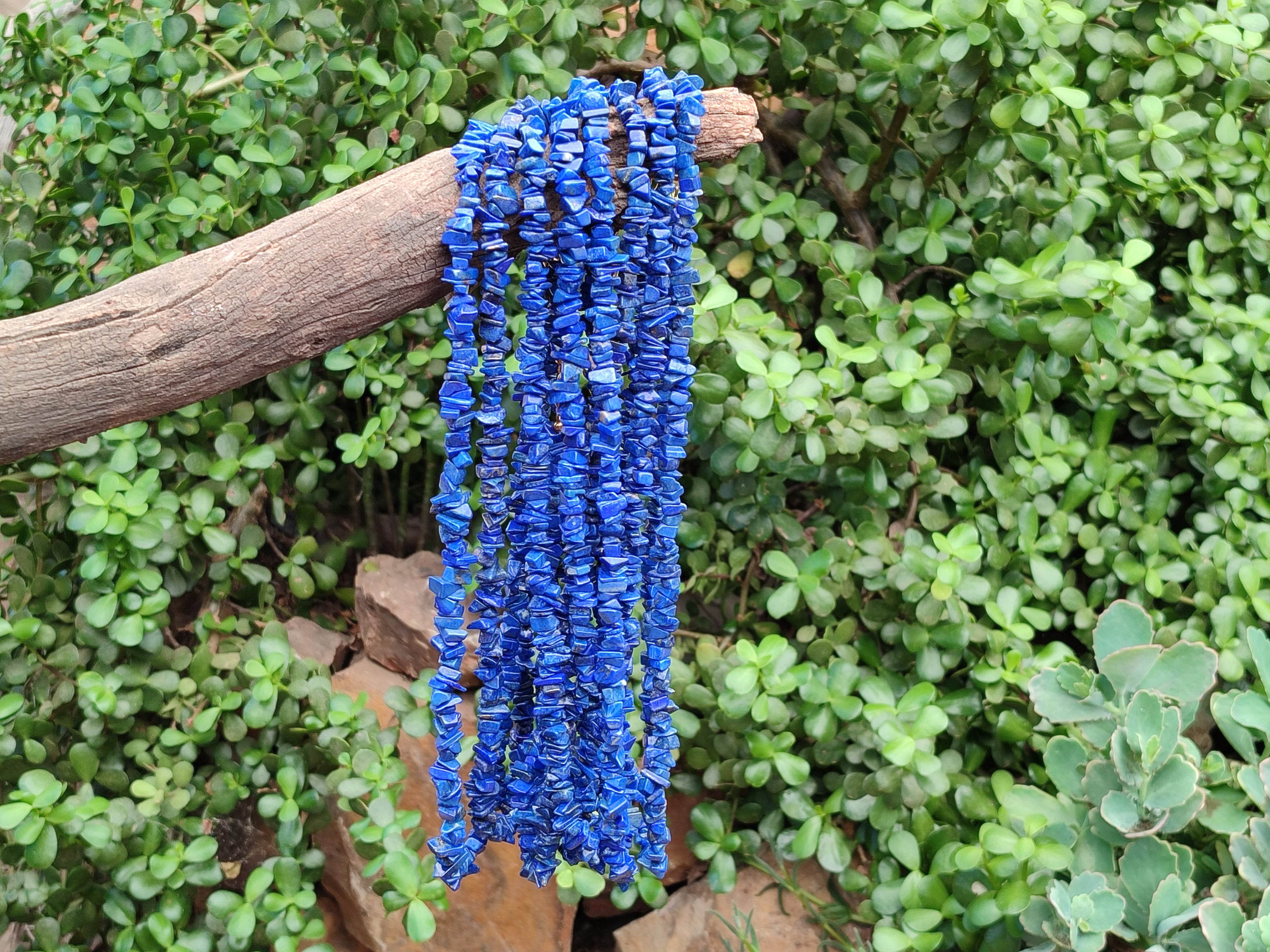 Polished Lapis Lazuli Beaded Tumble Chip Necklace - Sold Per Item - From Afghanistan - Toprock Gemstones and Minerals 