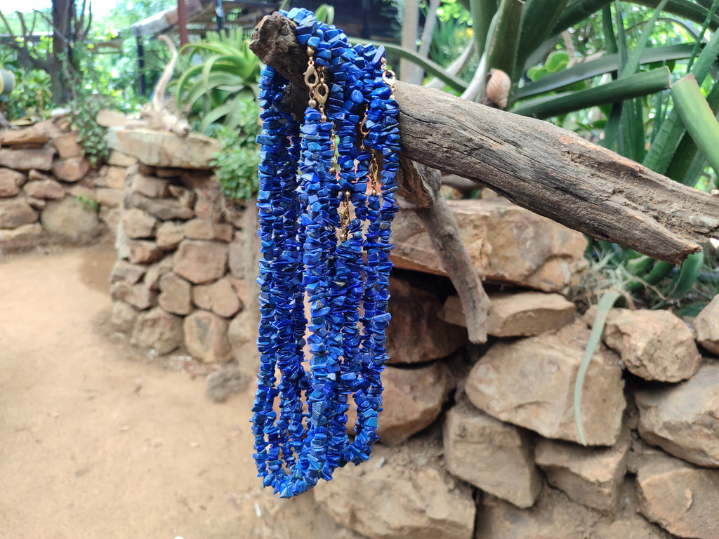 Polished Lapis Lazuli Beaded Tumble Chip Necklace - Sold Per Item - From Afghanistan - Toprock Gemstones and Minerals 