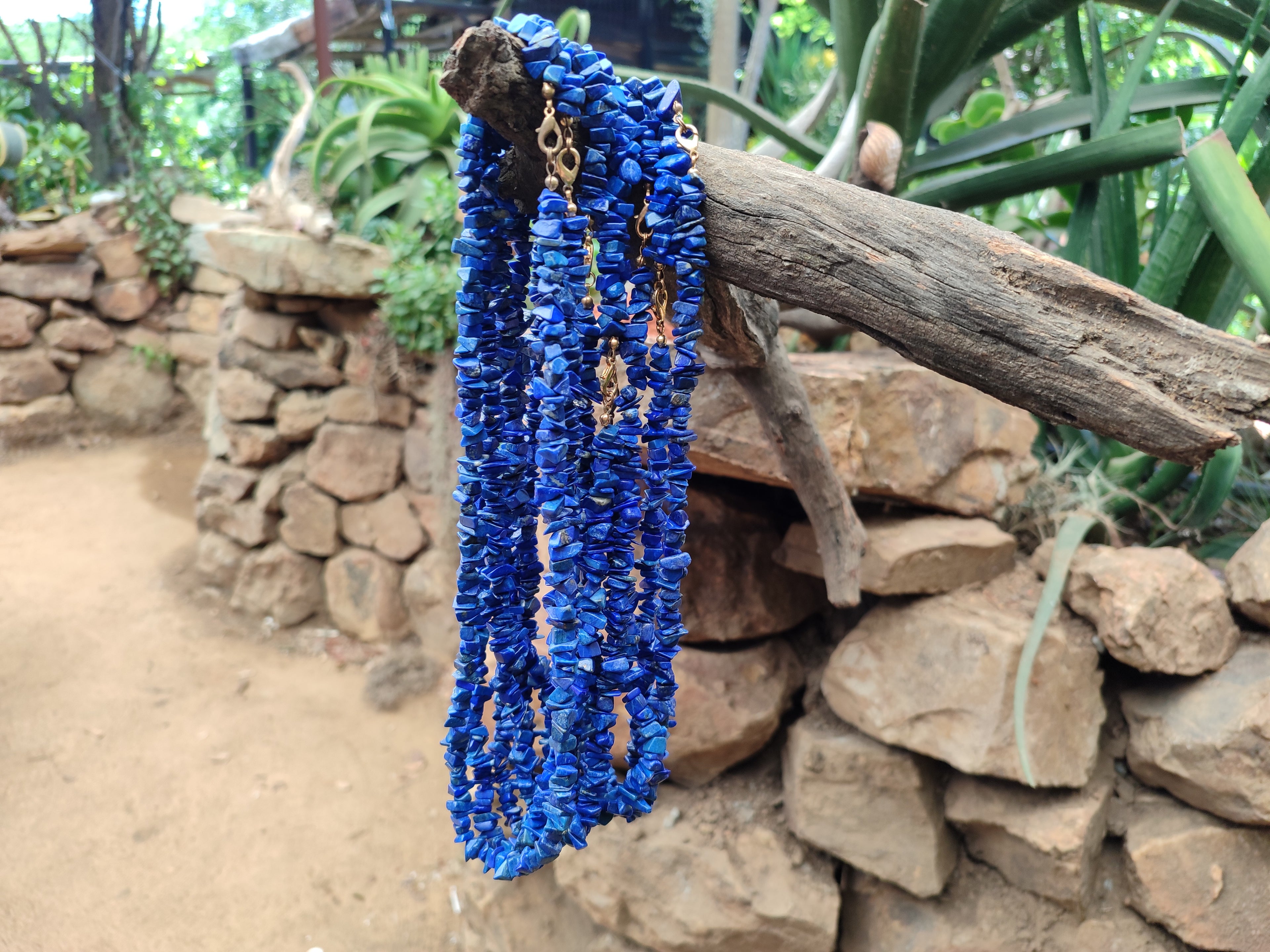 Polished Lapis Lazuli Beaded Tumble Chip Necklace - Sold Per Item - From Afghanistan - Toprock Gemstones and Minerals 