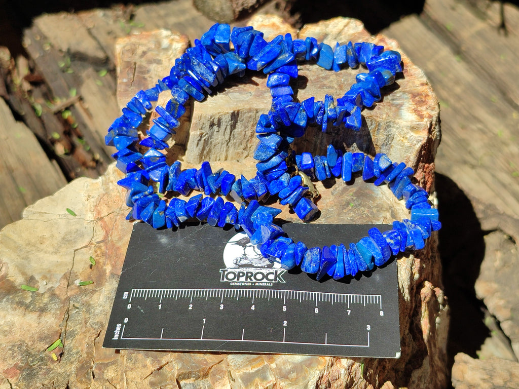 Polished Lapis Lazuli Beaded Tumble Chip Necklace - Sold Per Item - From Afghanistan - Toprock Gemstones and Minerals 