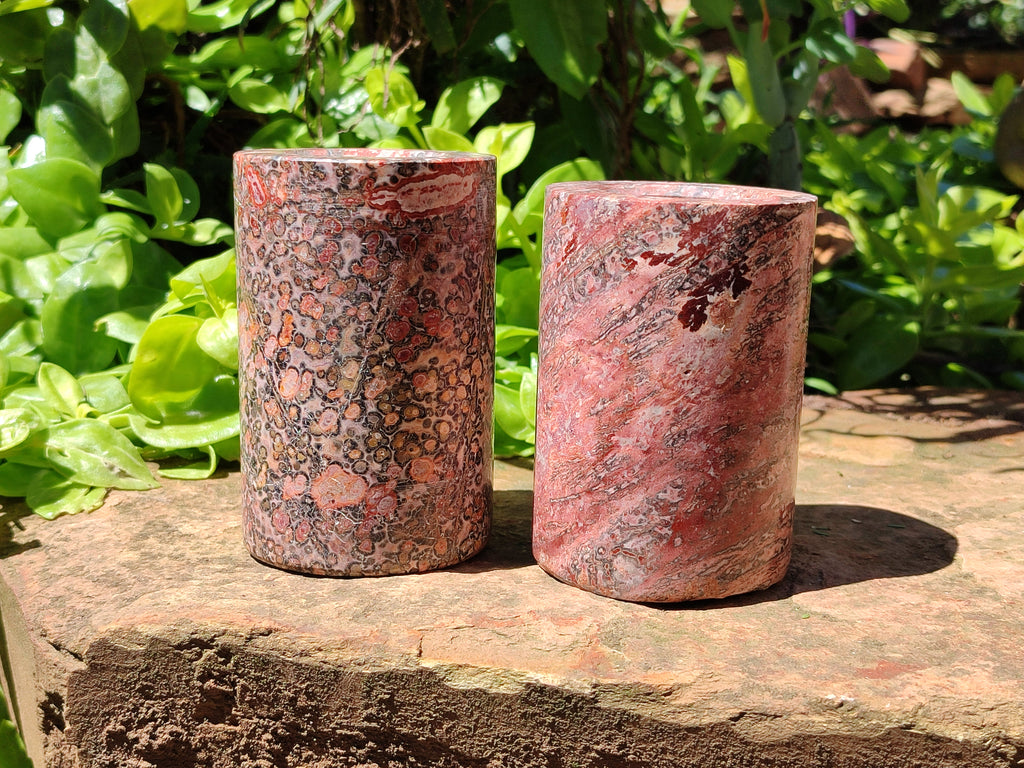 Polished Snakeskin Jasper Candle Holders x 2 From Australia - Toprock Gemstones and Minerals 