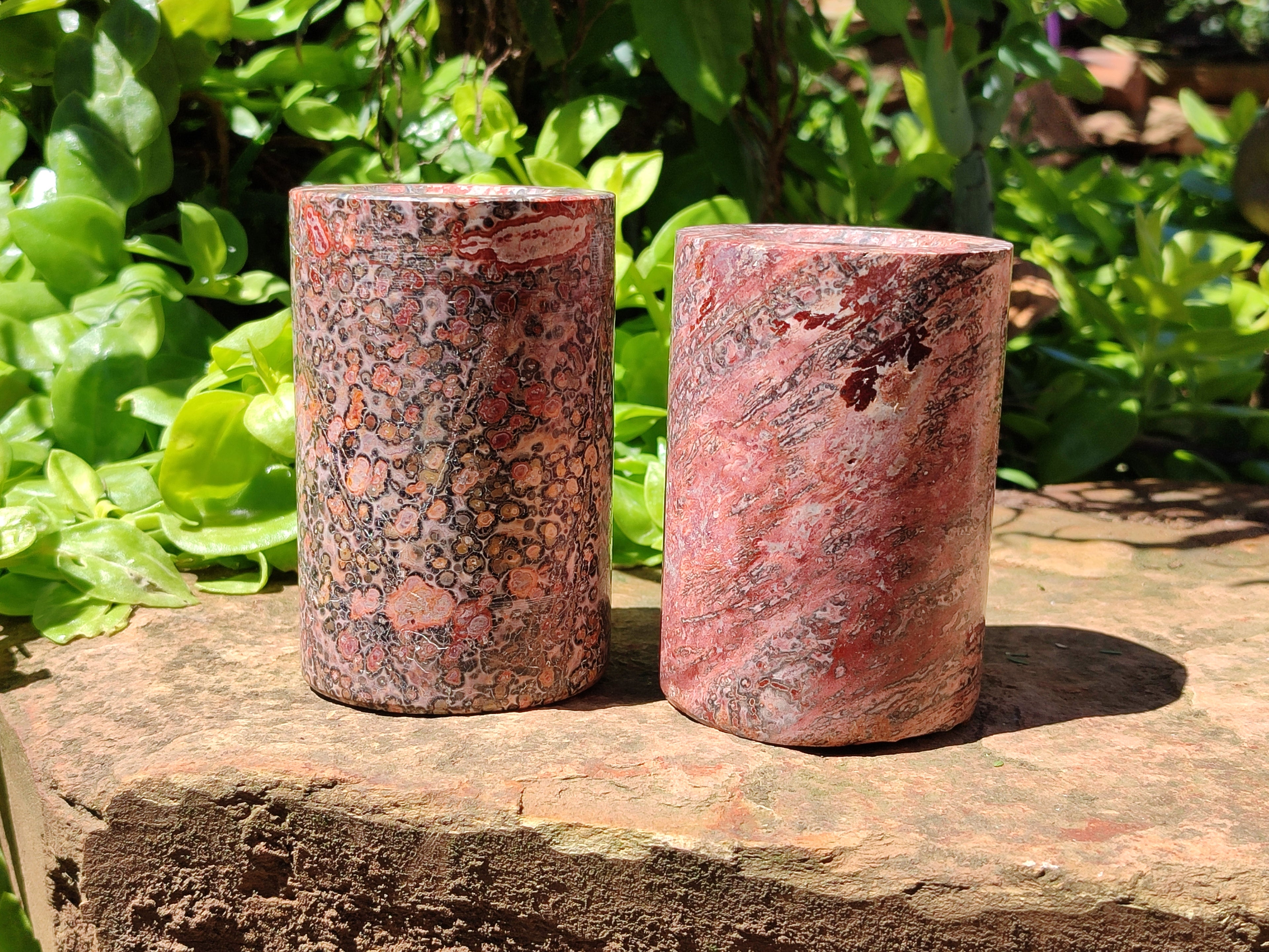 Polished Snakeskin Jasper Candle Holders x 2 From Australia - Toprock Gemstones and Minerals 