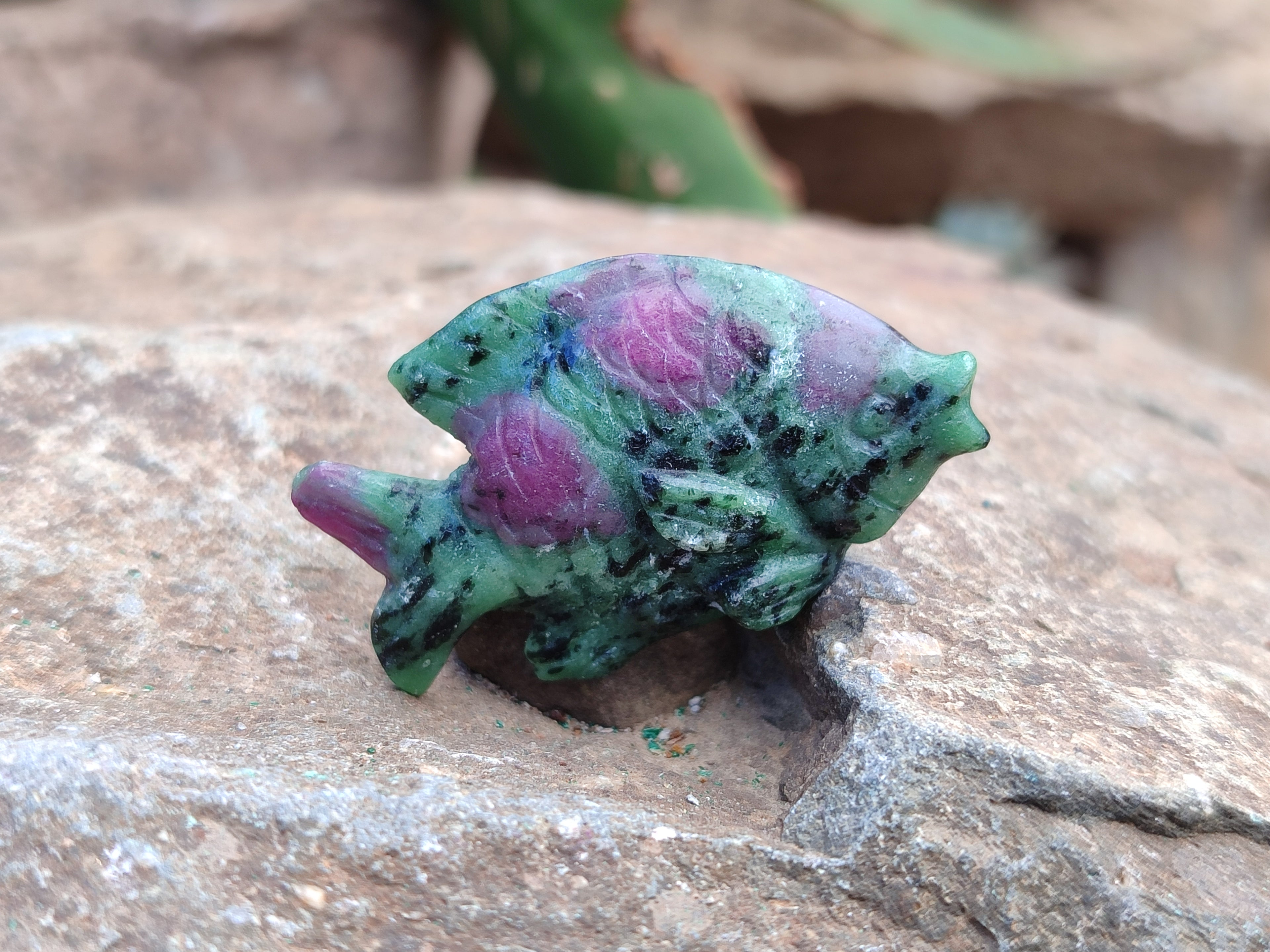 Hand Made Rare Small Fluorescent Ruby Zoisite Fish Carvings - Sold Per Item - From Tanzania - Toprock Gemstones and Minerals 