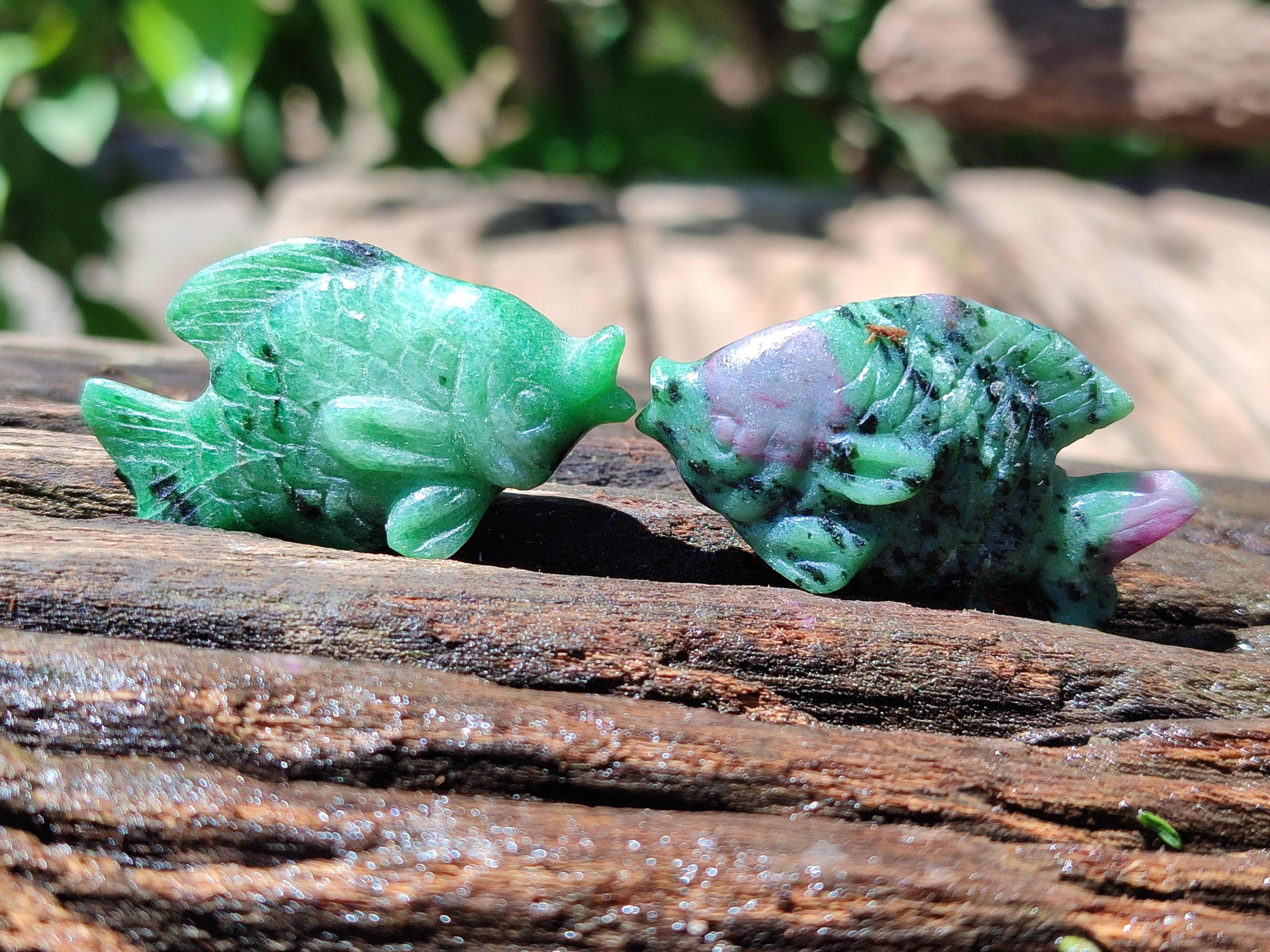Hand Made Rare Small Fluorescent Ruby Zoisite Fish Carvings - Sold Per Item - From Tanzania - Toprock Gemstones and Minerals 