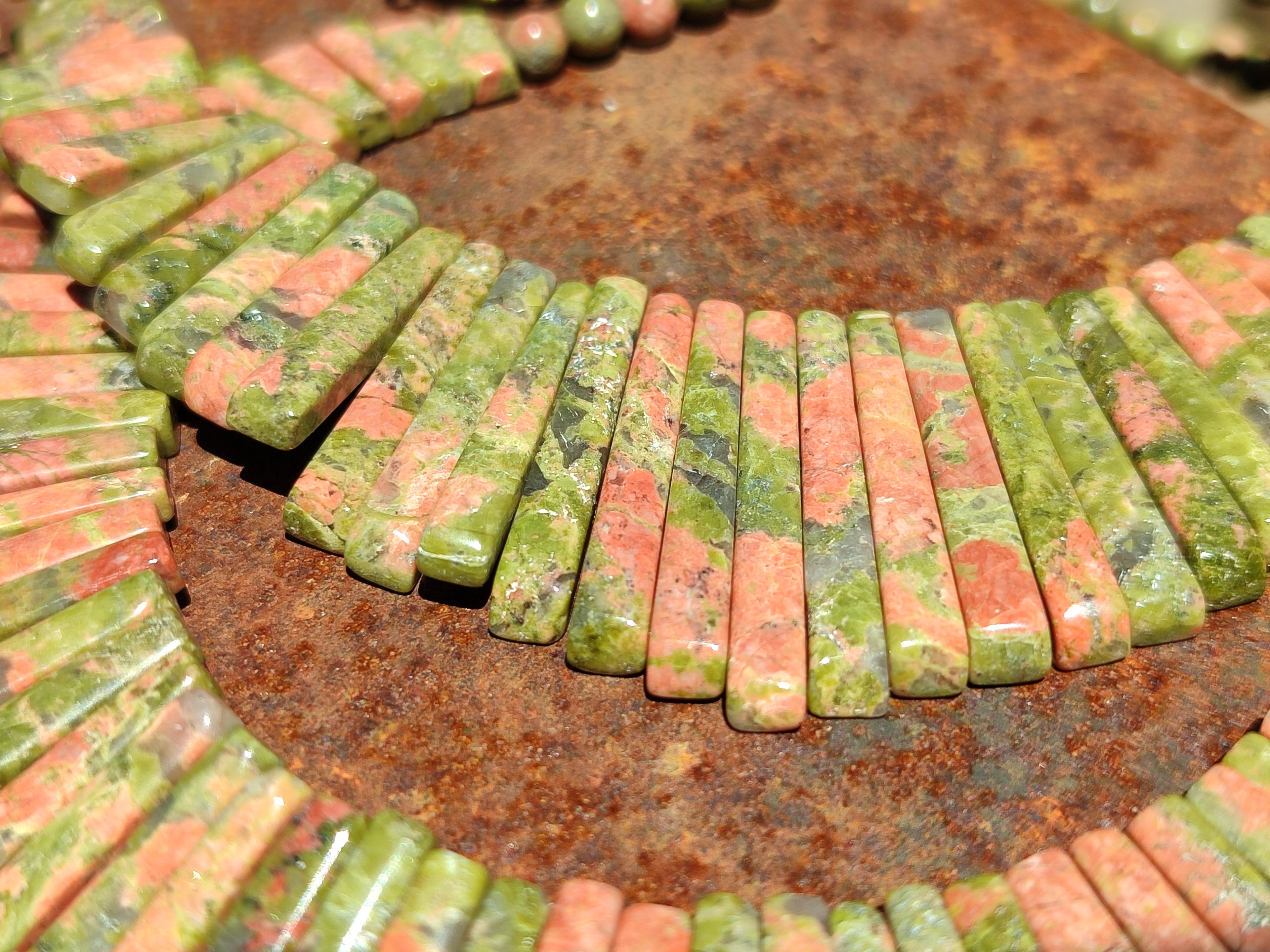 Polished Unakite Egyptian Choker Necklace - Sold Per Item - From South Africa - Toprock Gemstones and Minerals 