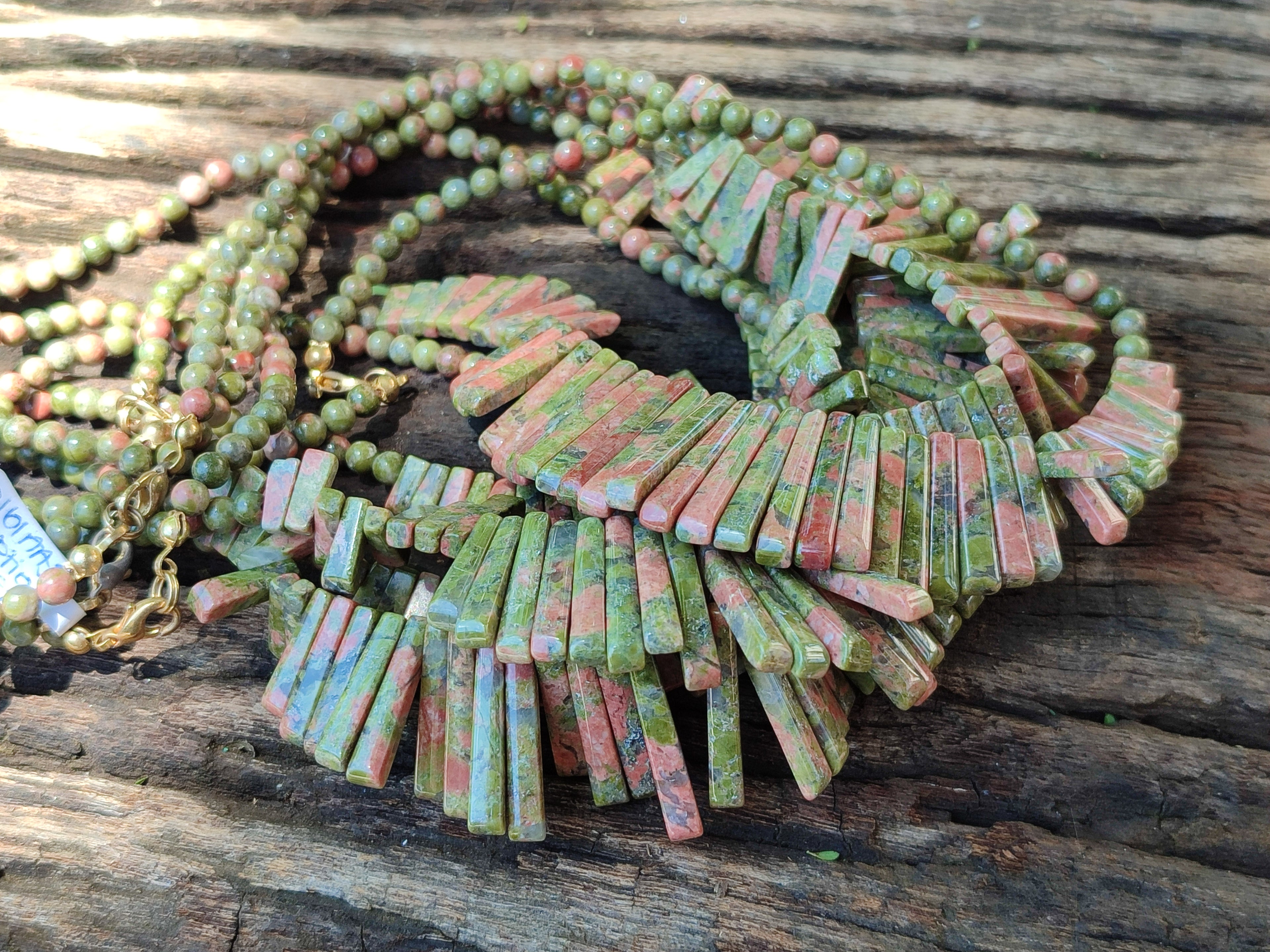 Polished Unakite Egyptian Choker Necklace - Sold Per Item - From South Africa - Toprock Gemstones and Minerals 