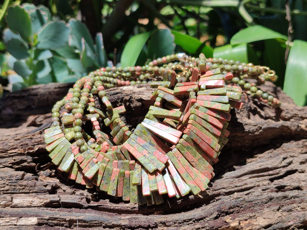 Polished Unakite Egyptian Choker Necklace - Sold Per Item - From South Africa - Toprock Gemstones and Minerals 