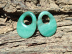 Polished Pair of Aventurine Pendant or Earrings with Hole in Center - Sold Per Pair - From Zimbabwe - Toprock Gemstones and Minerals 