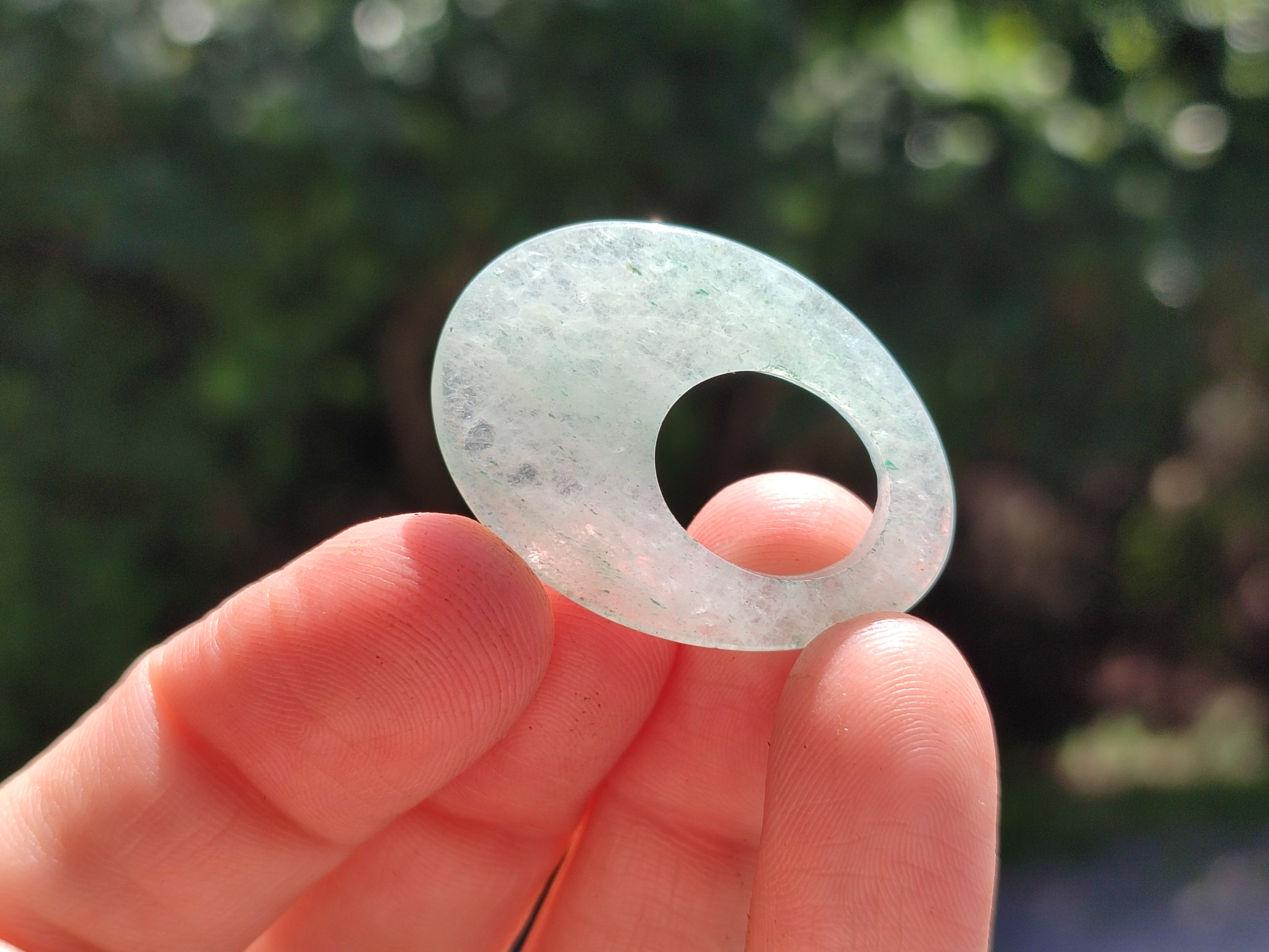 Polished Pair of Aventurine Pendant or Earrings with Hole in Center - Sold Per Pair - From Zimbabwe - Toprock Gemstones and Minerals 