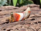 Polished Large Indian Agate Lions Claw Pendant with Gold Cap & Bail - Sold Per Item - From India - Toprock Gemstones and Minerals 