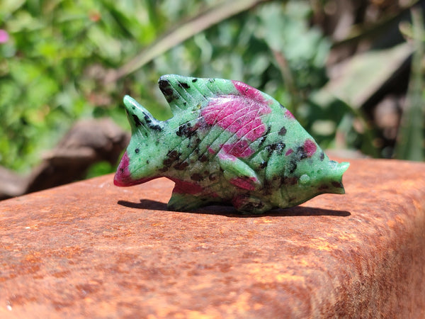Hand Made Rare Large Fluorescent Ruby Zoisite Angel Fish Carvings - Sold Per Item - From Tanzania - Toprock Gemstones and Minerals 