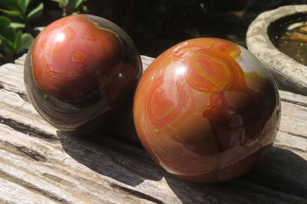 Polished Polychrome Jasper Spheres x 2 From Zimbabwe - Toprock Gemstones and Minerals 