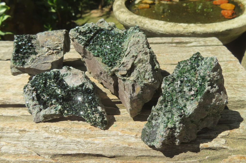 Natural Libethenite Crystals On Dolomite Matrix Specimens x 6 From Shituru, Congo - Toprock Gemstones and Minerals 