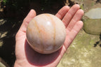 Polished Peach Moonstone Spheres x 2 From Madagascar - Toprock Gemstones and Minerals 