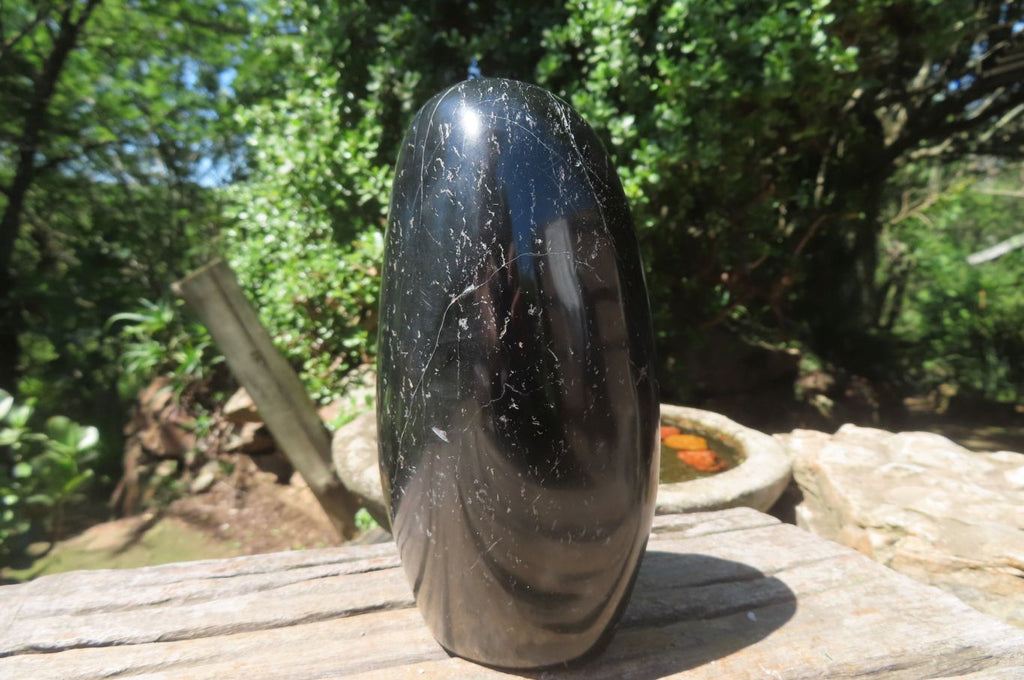 Polished Black Tourmaline Standing Free Form x 1 From Madagascar - Toprock Gemstones and Minerals 
