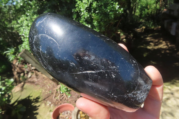 Polished Black Tourmaline Standing Free Form x 1 From Madagascar - Toprock Gemstones and Minerals 