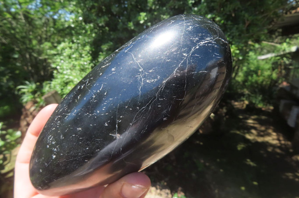 Polished Black Tourmaline Standing Free Form x 1 From Madagascar - Toprock Gemstones and Minerals 
