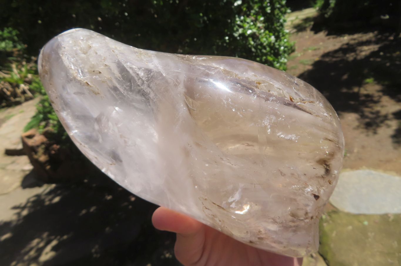 Polished Smokey Window Quartz Standing Free Form x 1 From Madagascar - Toprock Gemstones and Minerals 