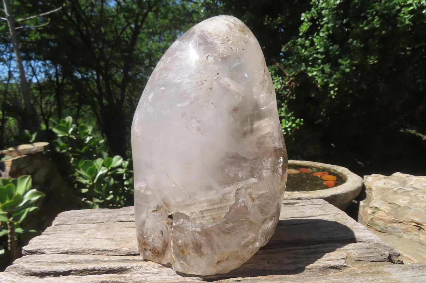 Polished Smokey Window Quartz Standing Free Form x 1 From Madagascar - Toprock Gemstones and Minerals 