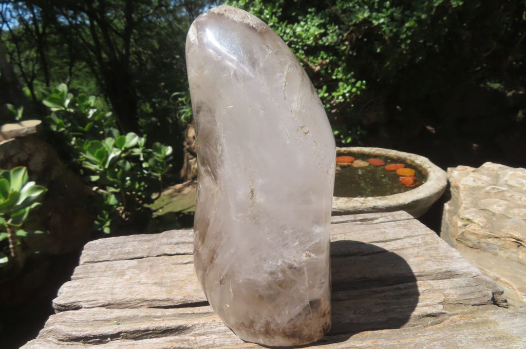 Polished Smokey Window Quartz Standing Free Form x 1 From Madagascar - Toprock Gemstones and Minerals 