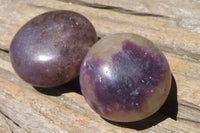 Polished Lepidolite with Pink Rubellite Palm Stones x 12 From Ambatondrazaka, Madagascar - Toprock Gemstones and Minerals 