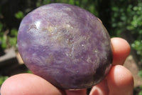 Polished Lepidolite with Pink Rubellite Palm Stones x 12 From Ambatondrazaka, Madagascar - Toprock Gemstones and Minerals 