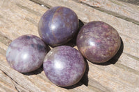Polished Lepidolite with Pink Rubellite Palm Stones x 12 From Ambatondrazaka, Madagascar - Toprock Gemstones and Minerals 