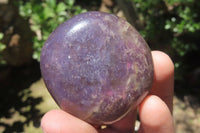 Polished Lepidolite with Pink Rubellite Palm Stones x 12 From Ambatondrazaka, Madagascar - Toprock Gemstones and Minerals 
